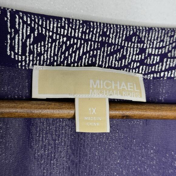 Michael Kors Blue and Silver Patterned Blouse - Picture 3 of 7